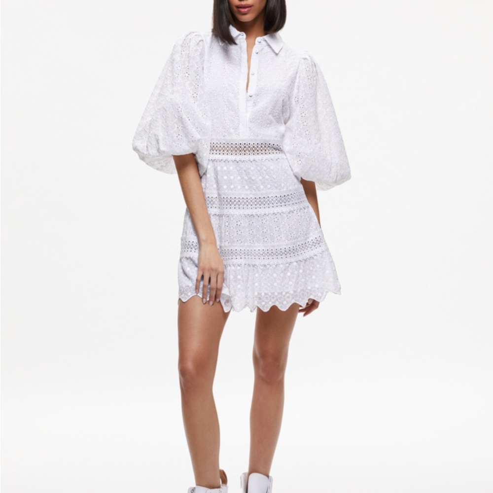 Alice + Olivia White Eyelet Dress